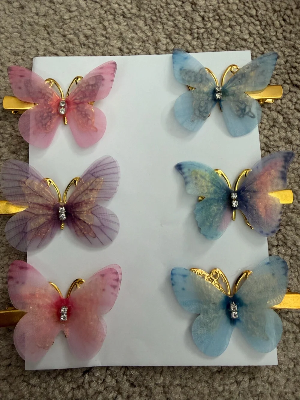 NWOT Aratta Silent Journey-Butterfly Hair Clips Set - Pastel Pink, Purple & Blue